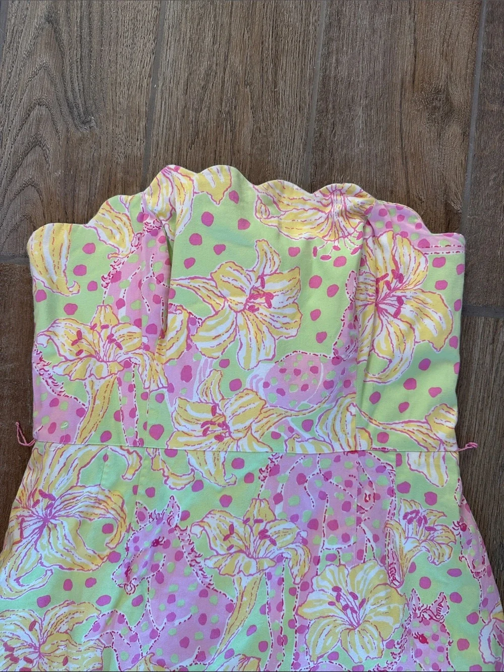 Lilly Pulitzer Lime, Pink & Yellow Floral Strapless Dress - Picture 3 of 5